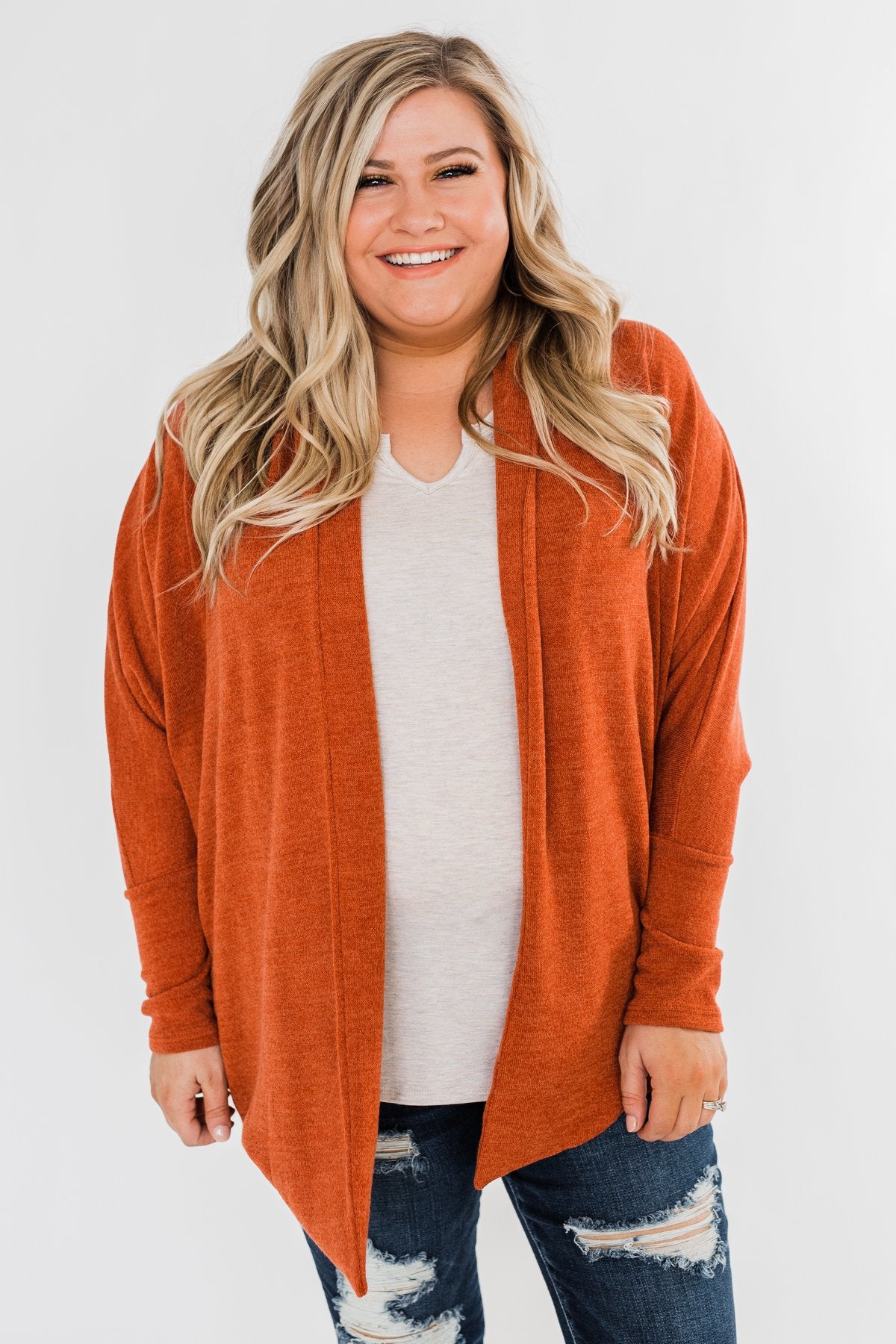 Along We Go Dolman Cardigan- Rust