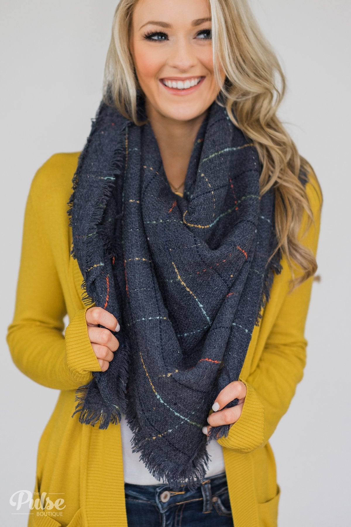 The Perfect Blanket Scarf- Navy