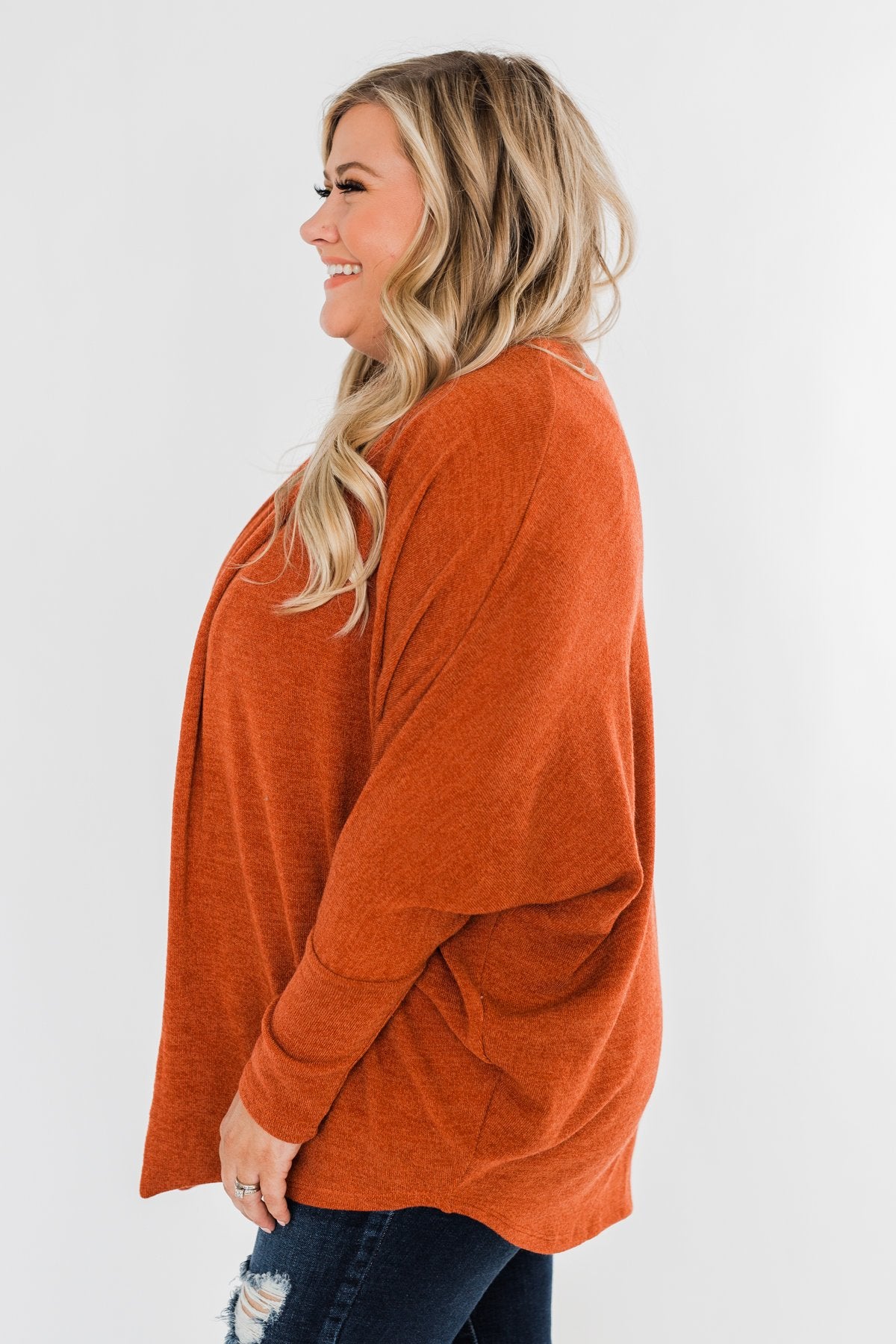 Along We Go Dolman Cardigan- Rust