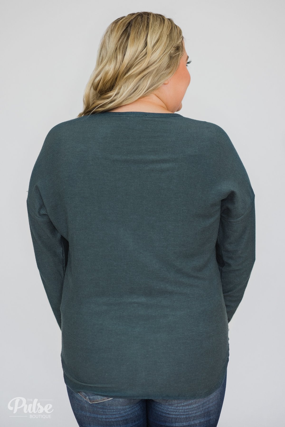 Won't be Long Button & Tie Top- Deep Teal