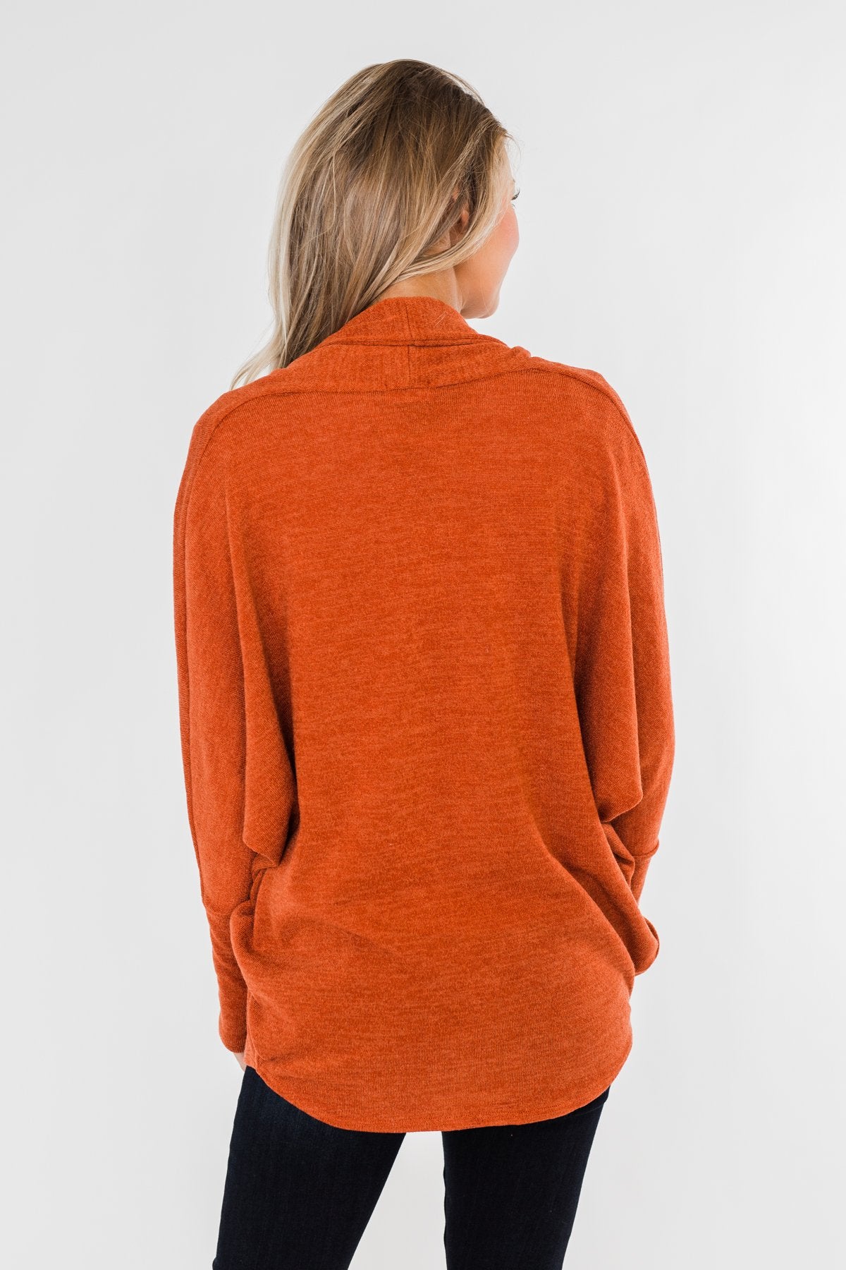 Along We Go Dolman Cardigan- Rust