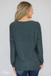 Won't be Long Button & Tie Top- Deep Teal
