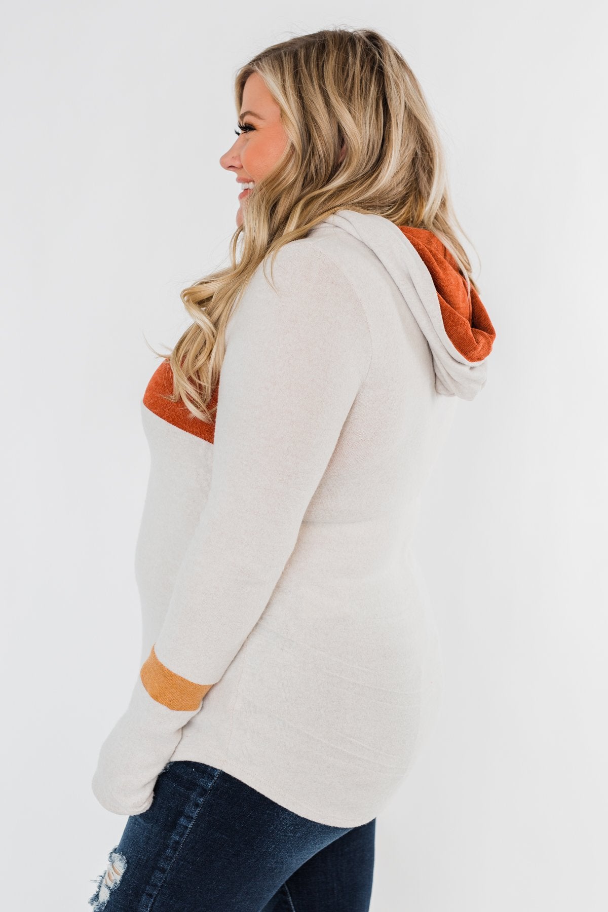 A Great Time Striped Hoodie- Oatmeal, Orange, & Rust