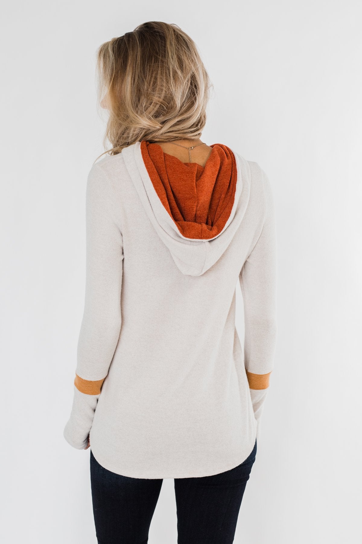 A Great Time Striped Hoodie- Oatmeal, Orange, & Rust