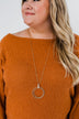 Long Beaded Double Circle Necklace- Gold