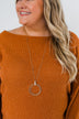 Long Beaded Double Circle Necklace- Gold