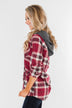 So Long To You Plaid Hooded Top- Dark Berry