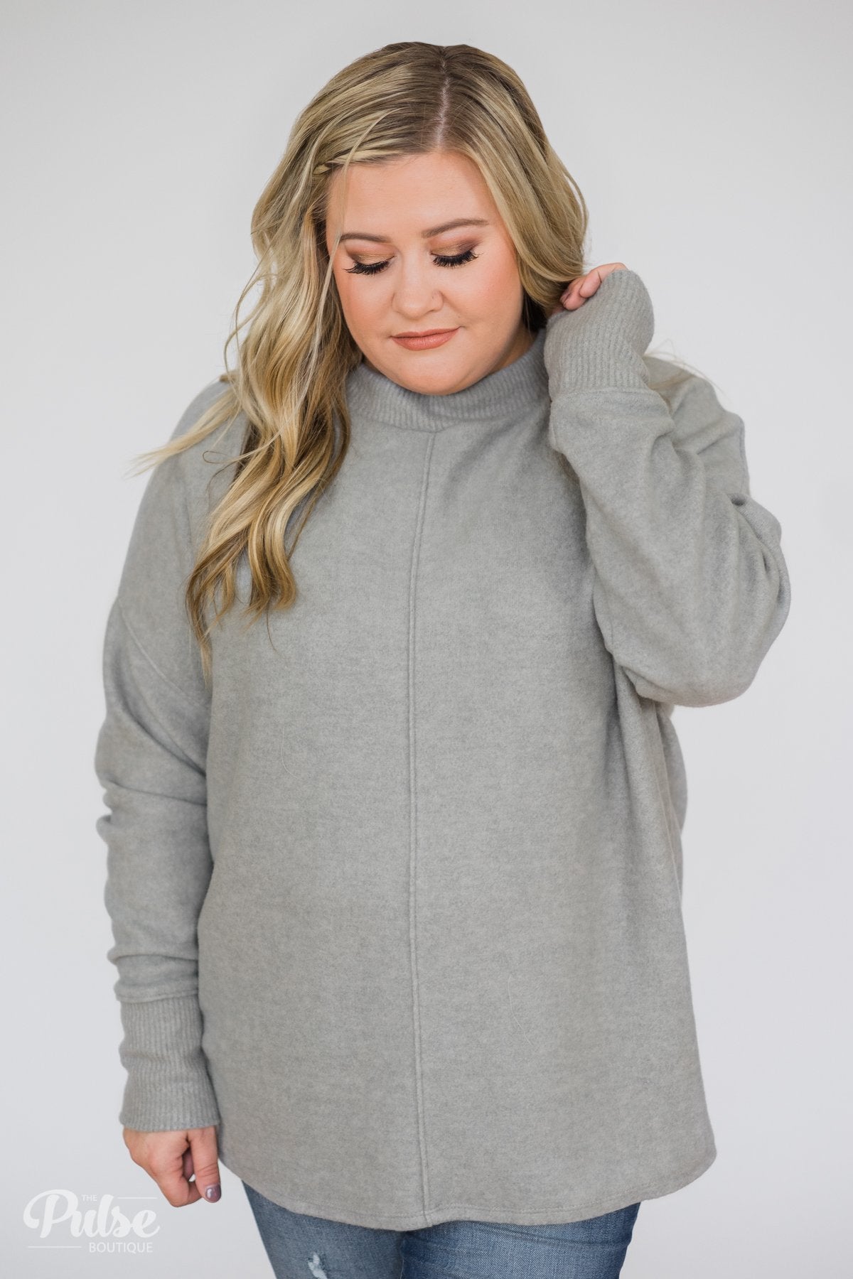 In Awe Pullover Sweater- Heather Grey