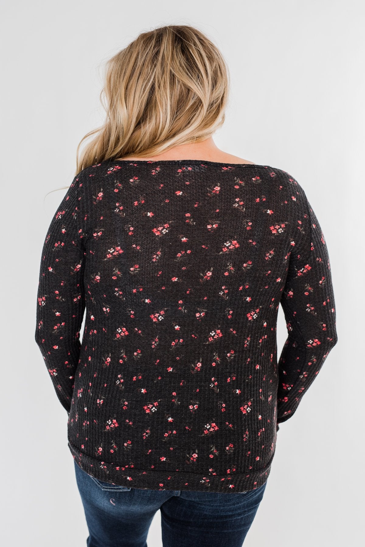 Above The Rest Floral Twist Top- Black