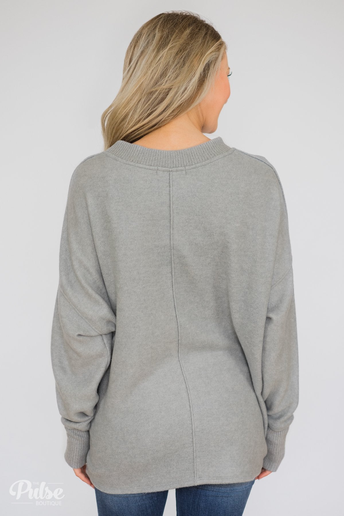 In Awe Pullover Sweater- Heather Grey