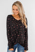 Above The Rest Floral Twist Top- Black