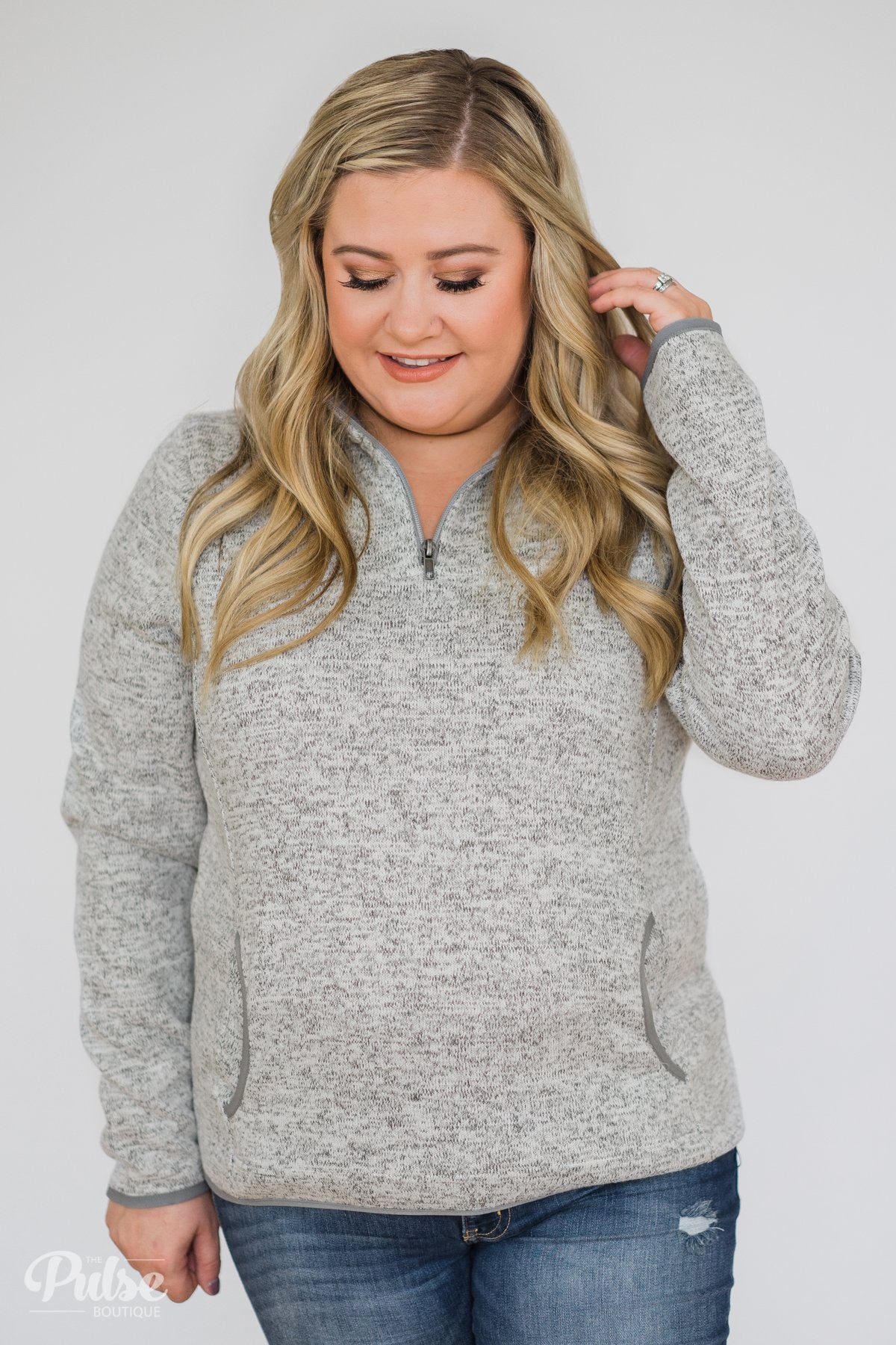 Thread & Supply Pullover Quarter Zip- Heather Grey