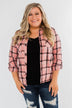 I've Been Told Long Sleeve Plaid Top- Light Pink