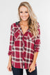 So Long To You Plaid Hooded Top- Dark Berry