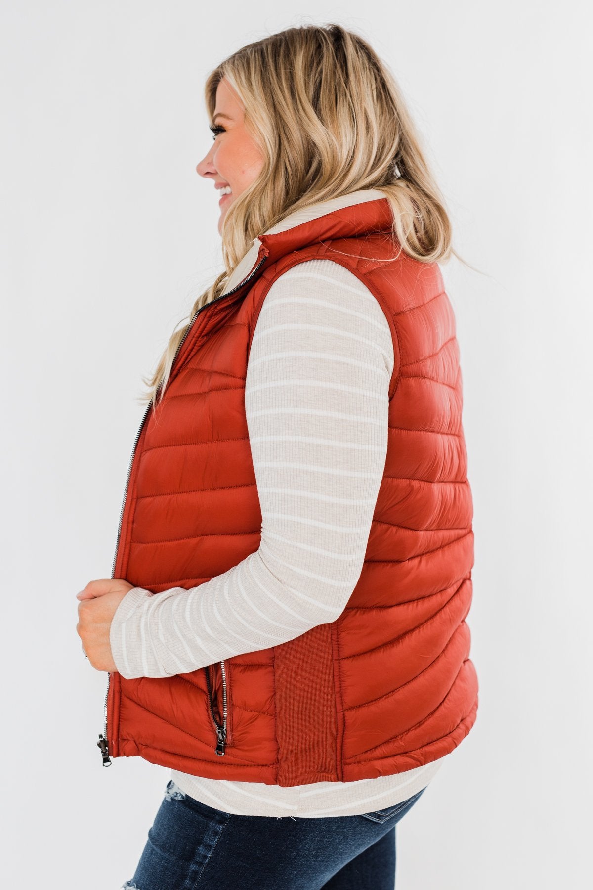 A New Journey Reversible Vest- Rust & Beige