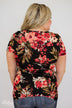 Meant to Be Floral Glam Pocket Top- Black