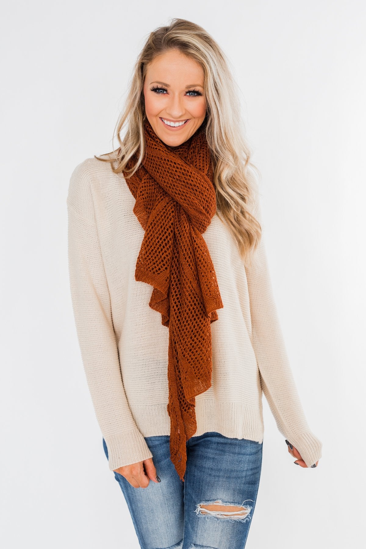 Knit Wrap Scarf- Dark Rust – The Pulse Boutique