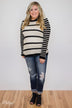 Good Things Coming Striped Knit Sweater- Black