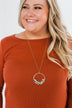 Long Animal Print Circle Gold Necklace- Leopard