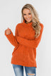 Thinking About You Cowl Neck Sweater- Burnt Orange