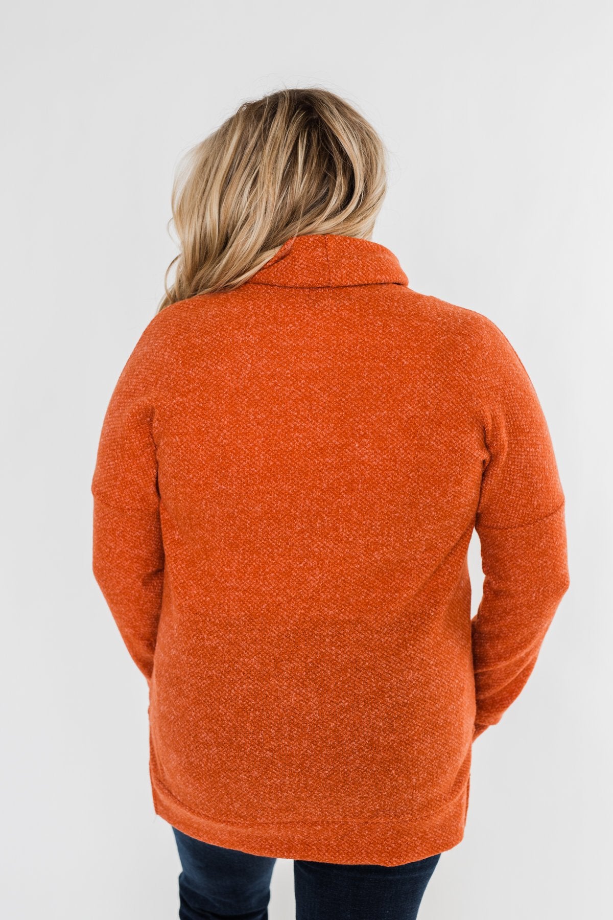 Thinking About You Cowl Neck Sweater- Burnt Orange