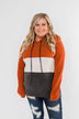 Make Me Smile Color Block Hoodie- Burnt Orange & Charcoal