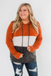 Make Me Smile Color Block Hoodie- Burnt Orange & Charcoal