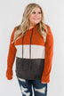 Make Me Smile Color Block Hoodie- Burnt Orange & Charcoal