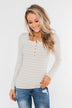 Essential 5-Button Henley Top- Heathered Oatmeal & Ivory
