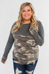 Never Blend In Color Block Top- Camo & Light Charcoal