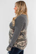 Never Blend In Color Block Top- Camo & Light Charcoal