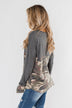 Never Blend In Color Block Top- Camo & Light Charcoal