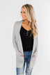Break Free Waffle Knit Cardigan- Grey