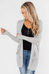 Break Free Waffle Knit Cardigan- Grey