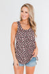Wild And Free Leopard Tank Top- Mocha & Pink