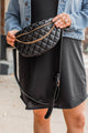 Attached At The Hip Quilted Belt Bag- Black