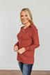 Reasons To Smile Long Sleeve Knit Top- Rust