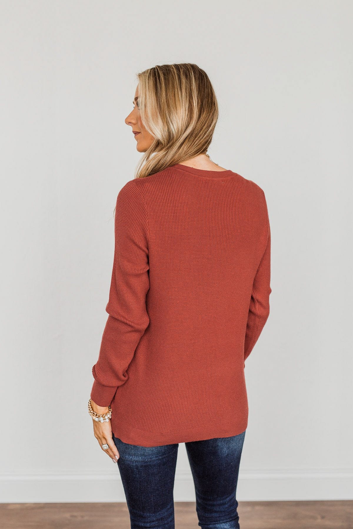 Reasons To Smile Long Sleeve Knit Top- Rust