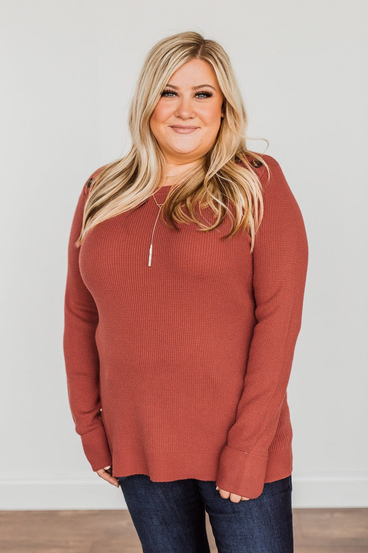 Reasons To Smile Long Sleeve Knit Top- Rust