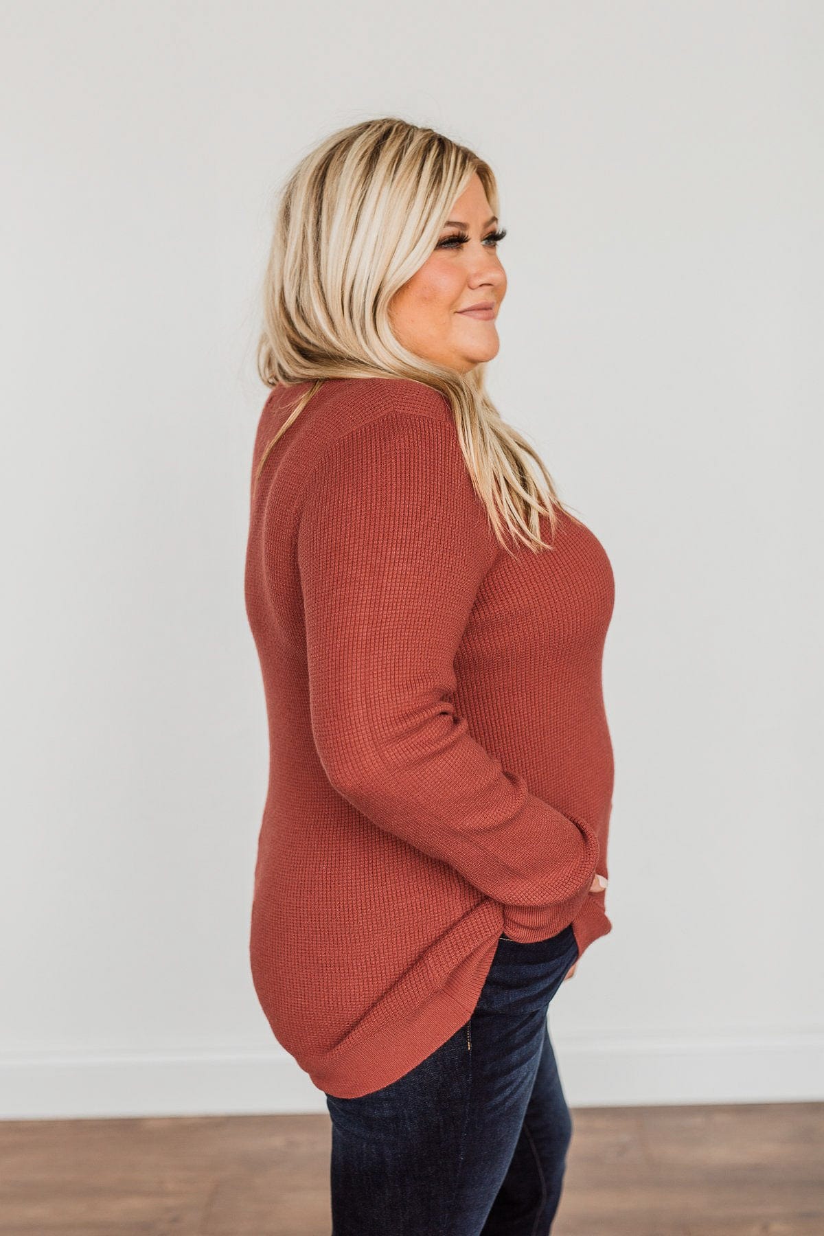 Reasons To Smile Long Sleeve Knit Top- Rust