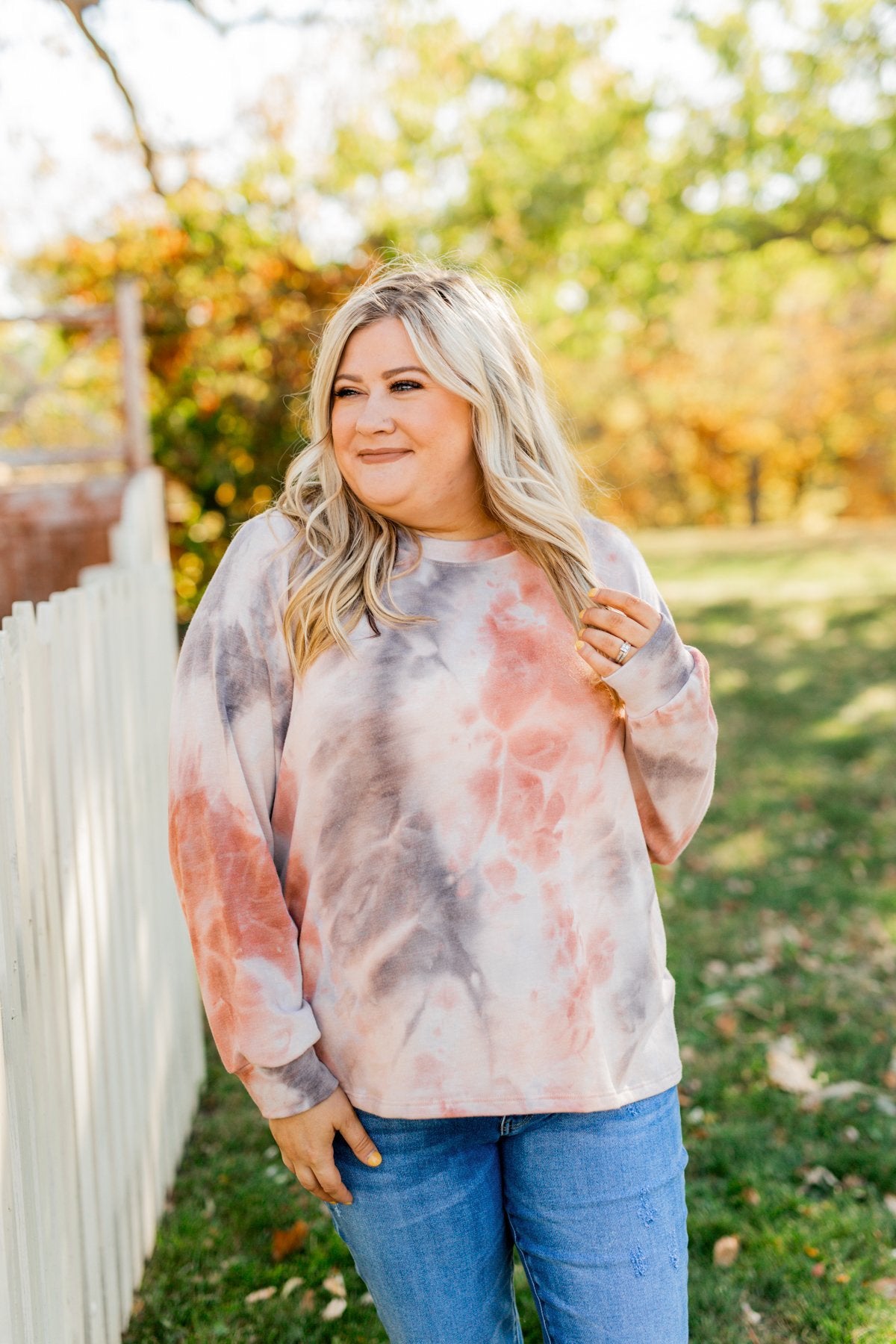 Waiting For Your Love Tie Dye Top- Beige, Rust, & Taupe