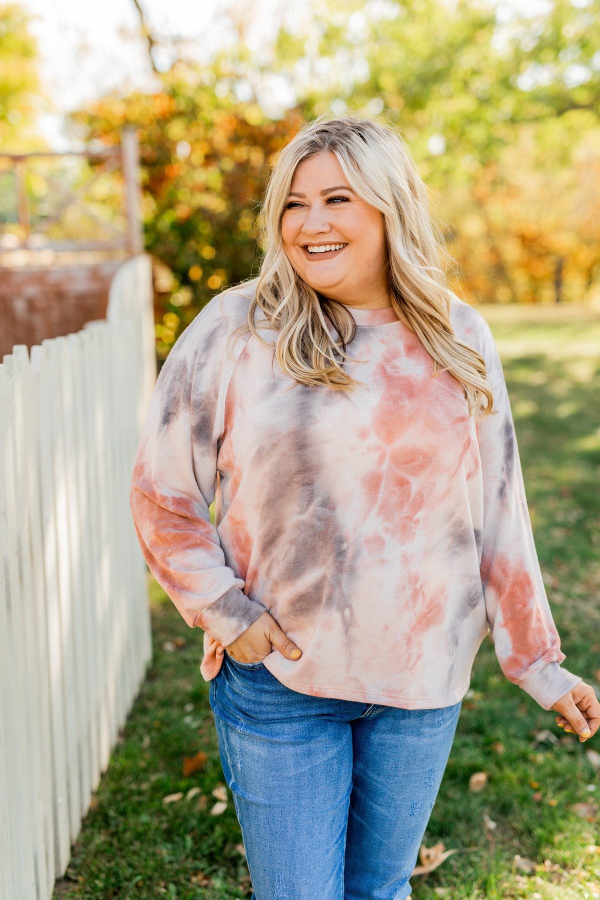 Waiting For Your Love Tie Dye Top- Beige, Rust, & Taupe