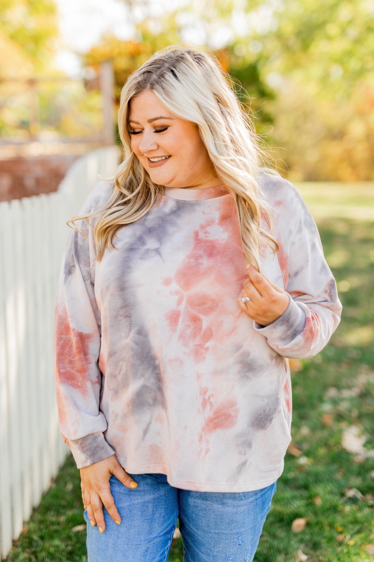 Waiting For Your Love Tie Dye Top- Beige, Rust, & Taupe