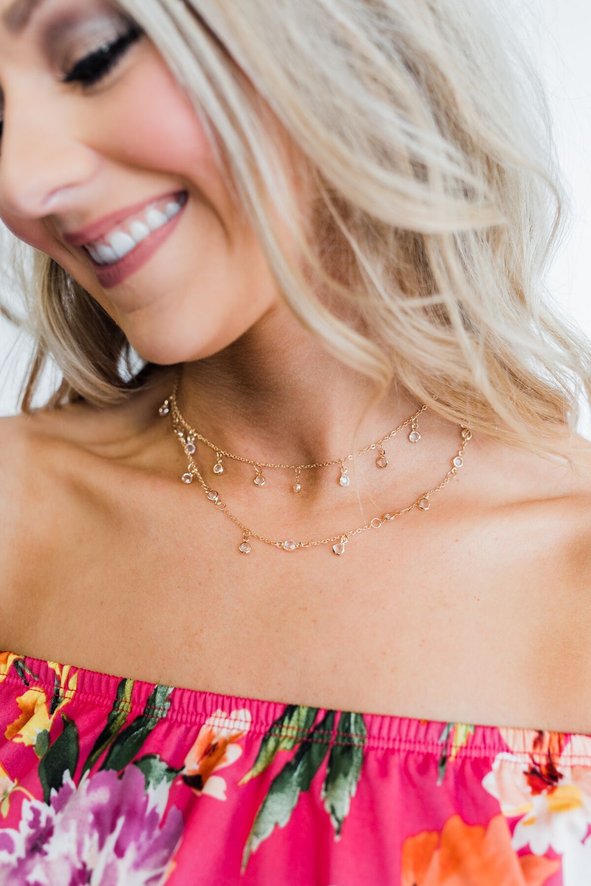 Diamond Charm Chain Necklace- Gold