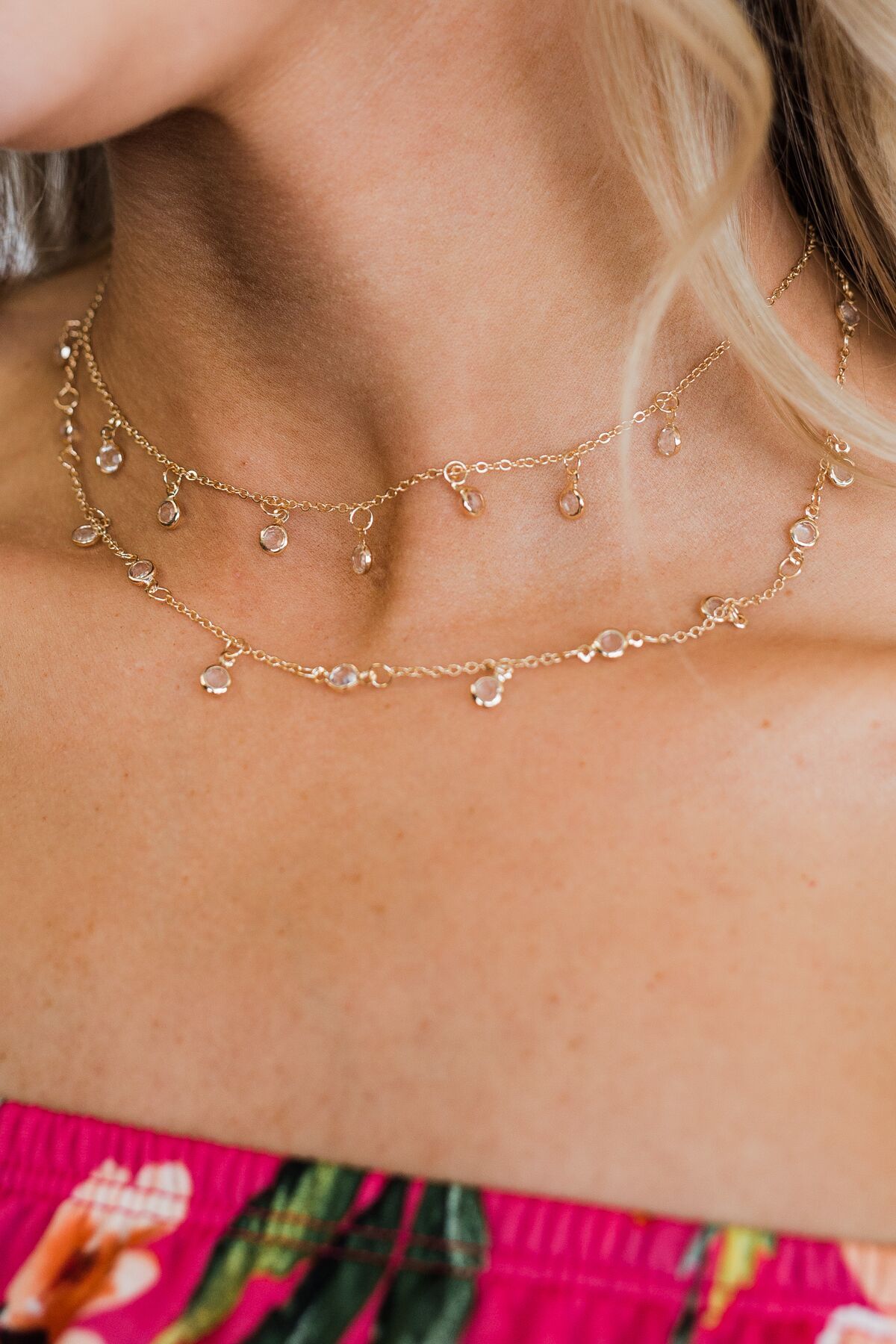 Diamond Charm Chain Necklace- Gold