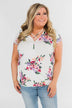 Feeling the Floral Criss-Cross Top- Ivory