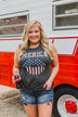 "Merica" Cut Out Back Tank Top- Charcoal