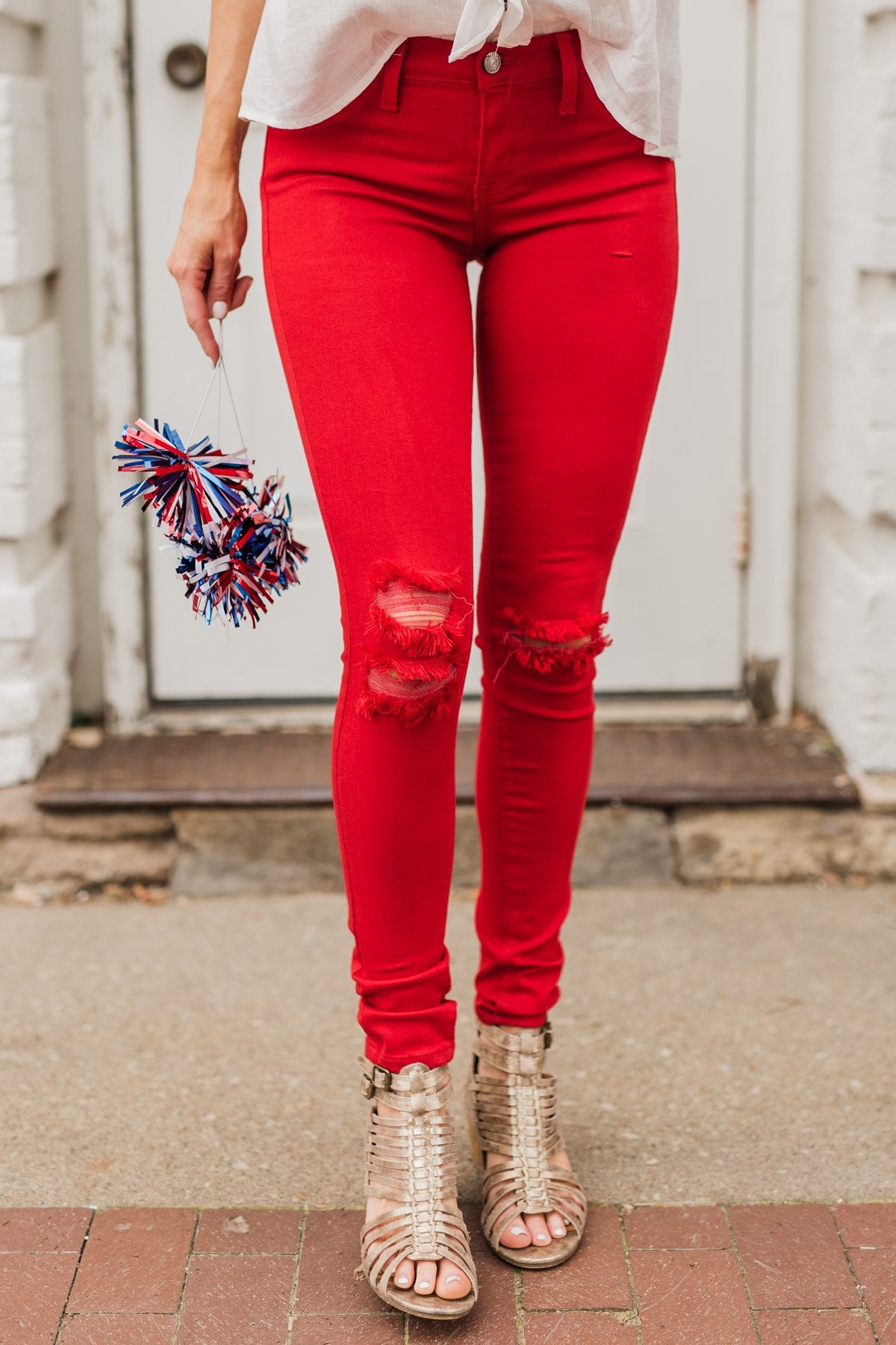 KanCan Colored Skinny Jeans- Scarlet Red
