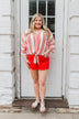 Celebrate the Day Striped Dolman Top- Red & White