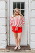 Celebrate the Day Striped Dolman Top- Red & White